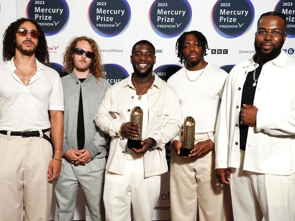 Ezra Collective on the red carpet at the 2023 Mercury Prize ceremony (PA)