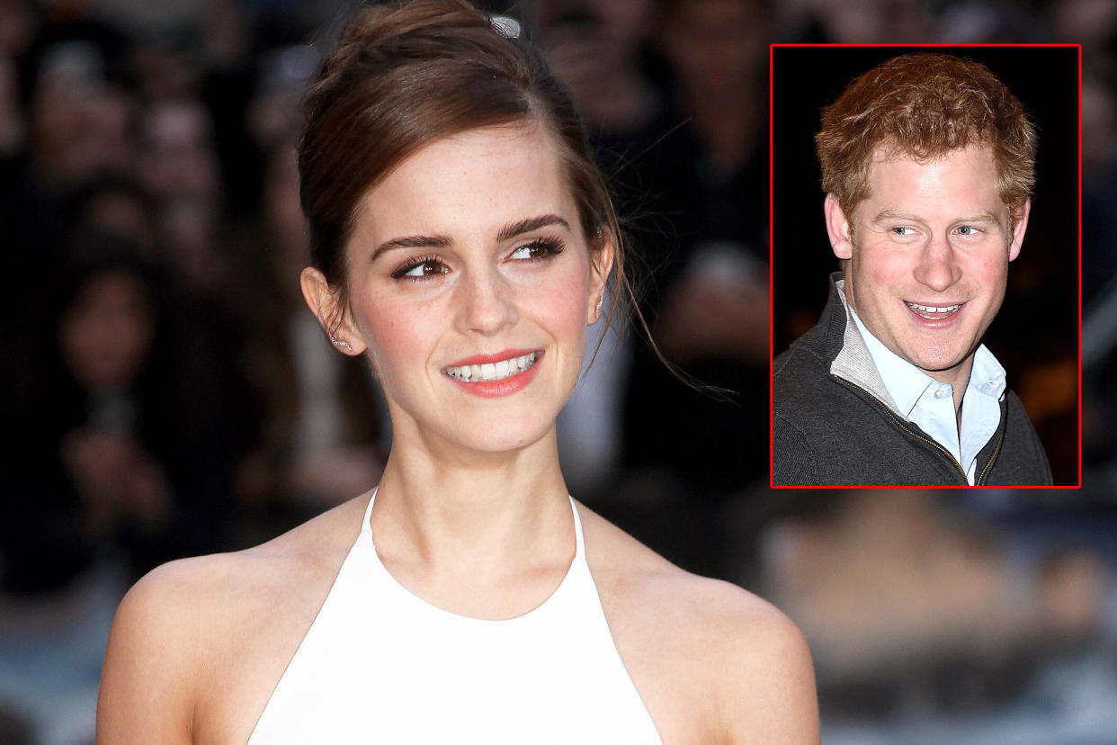 Emma Watson, (inset) Prince Harry | Photo Credits: Corbis; Splash