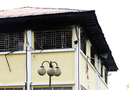 A view shows the second floor of religious school Darul Quran Ittifaqiyah after a fire broke out in Kuala Lumpur, Malaysia September 14, 2017. REUTERS/Lai Seng Sin