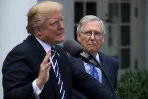  Then President Donald Trump and Sen. Mitch McConnell shown at the White House in 2017. (Photo by Chip Somodevilla/Getty Images)
