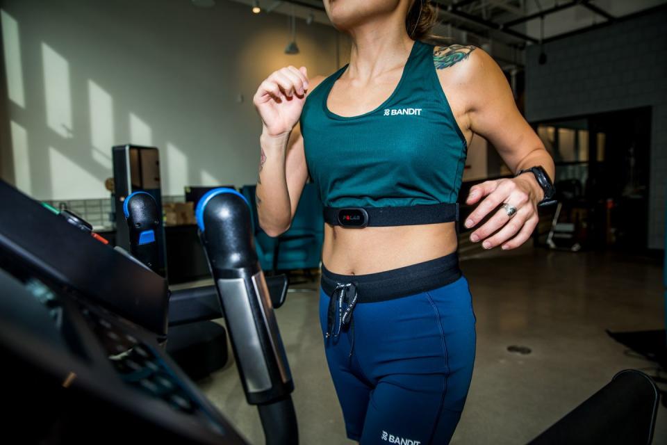 a woman on treadmill