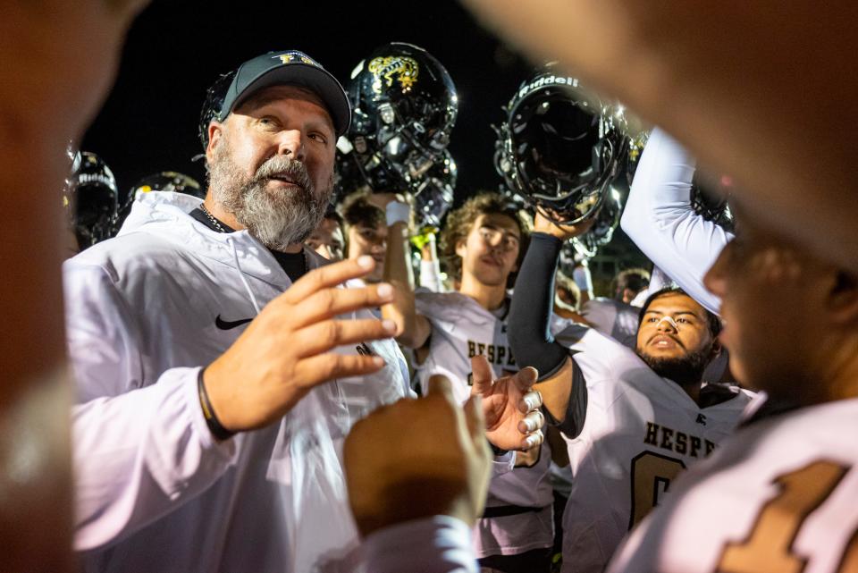 Hesperia High School’s Casey Goodnough is one of two High Desert football coaches vying for the Los Angeles Rams High School Coach of the Year crown.