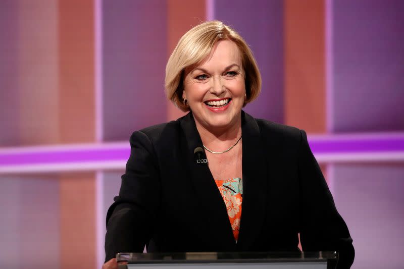 FILE PHOTO: National leader Collins participates in a televised debate in Auckland