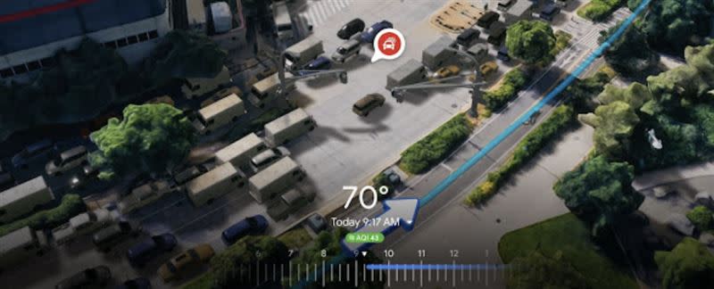 Google地圖也提供AI數位地圖。（圖／翻攝自Google開發者大會）