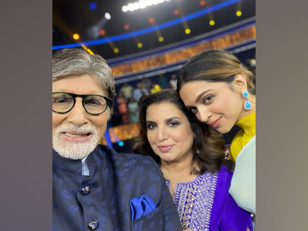 Farah Khan with Big B, Deepika (Image source: Instagram)