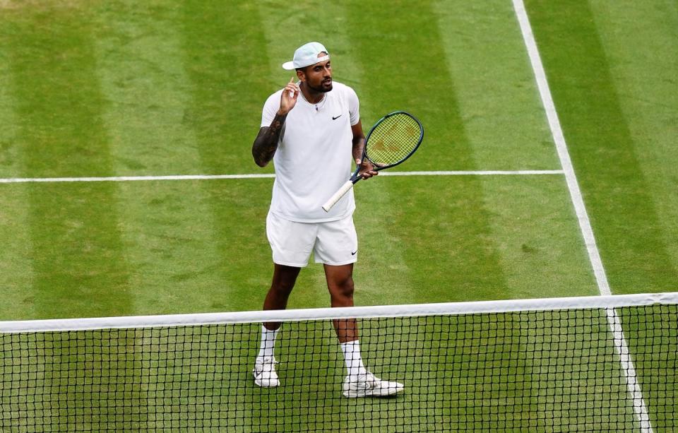 Nick Kyrgios celebrates his victory (Aaron Chown/PA) (PA Wire)