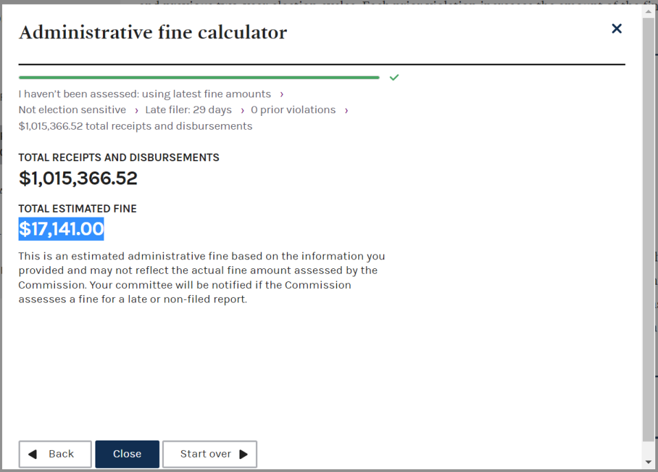 A Federal Elections Commission fine calculate shows the penalty Rep. Madison Cawthorn might pay for submitting his campaign finance report a month late.