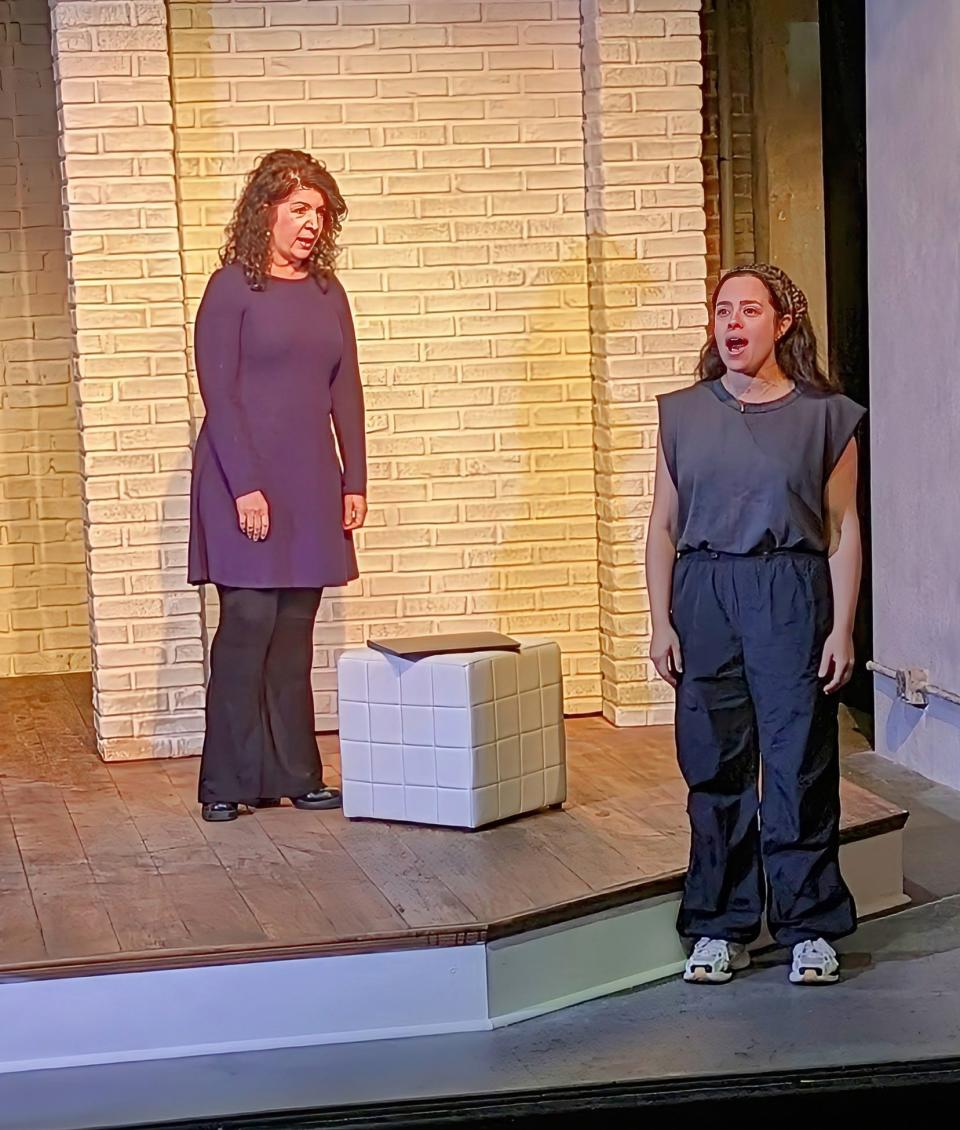 Diana DiMarzio (Sophia) and Marilyn Caserta (Angie) rehearse the song "Listen to Your Heart" in Penguin Rep's production of "Sabbath Girl," a new musical with music by Neil Berg, book by Cary Gitter and lyrics by Berg and Gitter. Conceived and directed by Joe Brancato, "Sabbath Girl" runs May 3-26 at Penguin Rep in Stony Point. www.penguinrep.org.