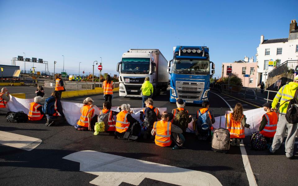 Protesters said they intended to remain at the port 'all day' - Jamie Lorriman