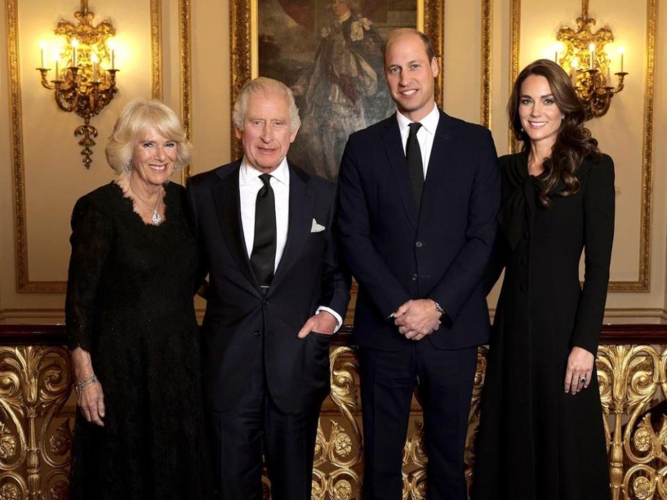 Camilla, the Queen Consort, King Charles III, Prince William, and Kate Middleton in royal portrait taken on September 18.