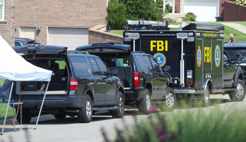 The FBI searched around homes in the Woodlawn Springs subdivision in Bardstown on Tuesday, August 24, 2021, in connection with the 2015 disappearance of Crystal Rogers.