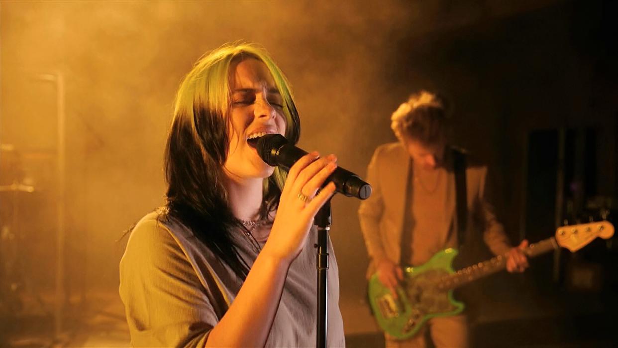 Billie Eilish performs "My Future" during the third night of the Democratic National Convention on Wednesday.