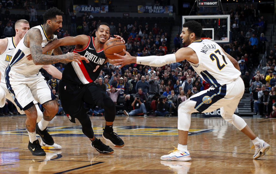 The 26-year-old McCollum has taken a significant step defensively in this his fifth professional season. (AP Photo/David Zalubowski)