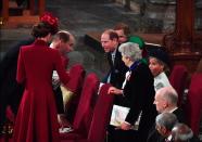 Britain's Prince William, Duke of Cambridge (2nd L) chats with Britain's Prince Edward, Earl of Wessex (C) inside Westminster Abbey as they attend the annual Commonwealth Service in London on March 9, 2020. - Britain's Queen Elizabeth II has been the Head of the Commonwealth throughout her reign. Organised by the Royal Commonwealth Society, the Service is the largest annual inter-faith gathering in the United Kingdom. (Photo by Phil Harris / POOL / AFP) (Photo by PHIL HARRIS/POOL/AFP via Getty Images)