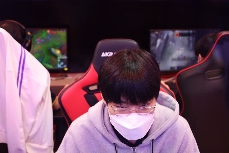 Yoon Ki-chan majoring in esports plays League of Legends during a class at Eunpyeong Meditech high school in Seoul, South Korea