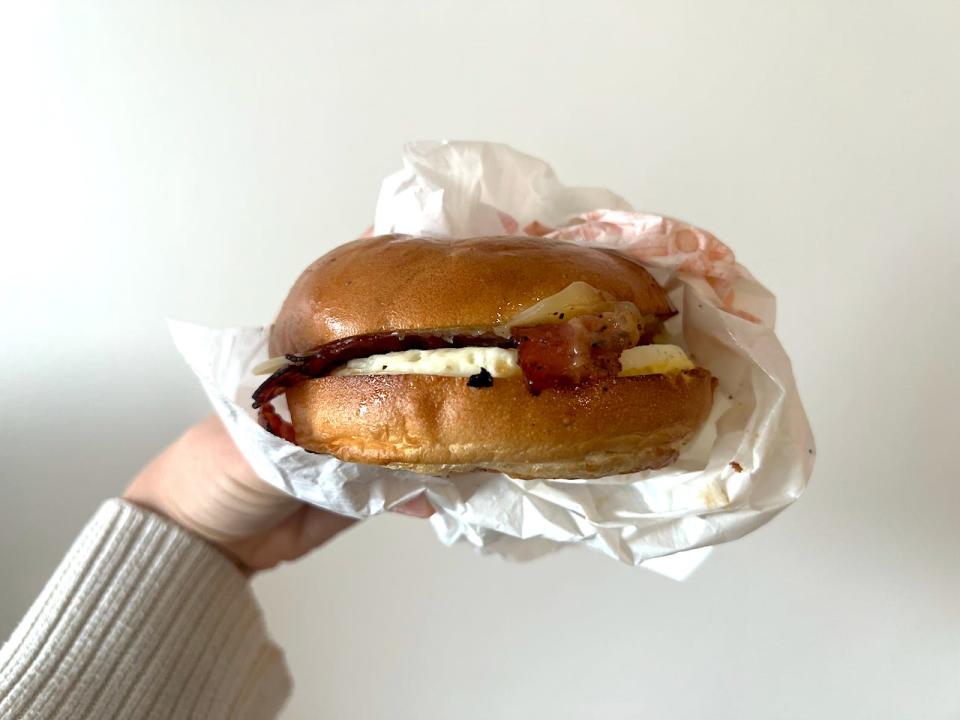 The breakfast sandwich.