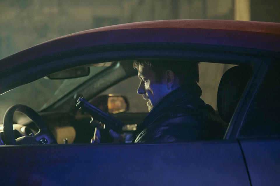 Joel Kinnaman as Godlock in Silent Night.