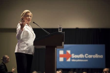 U.S. Democratic presidential candidate and former Secretary of State Hillary Clinton speaks at a rally at Trident Technical College Conference Center in North Charleston, South Carolina June 17, 2015. REUTERS/Randall Hill