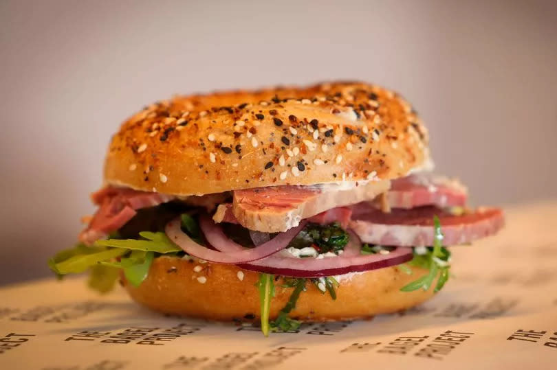 The everything bagel with salt beef at The Bagel Project