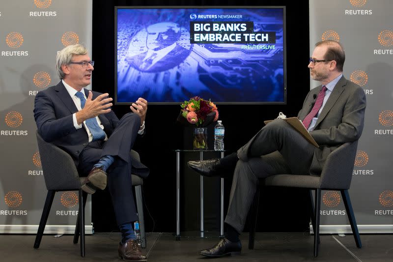 FILE PHOTO: Royal Bank of Canada CEO David McKay speaks with Reuters Editor-in-Chief Steve Adler at a Reuters Newsmaker event in Toronto