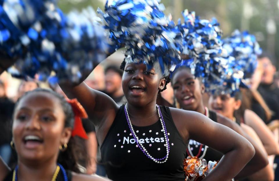 04/24/21--Southeast High’s marching band and dancers perform in the De Soto Grand Parade.