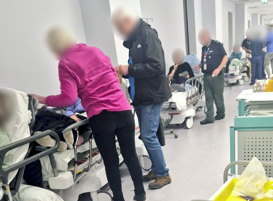 Dozens of patients were forced to wait in a corridor at the Royal Liverpool Hospital. (SWNS)