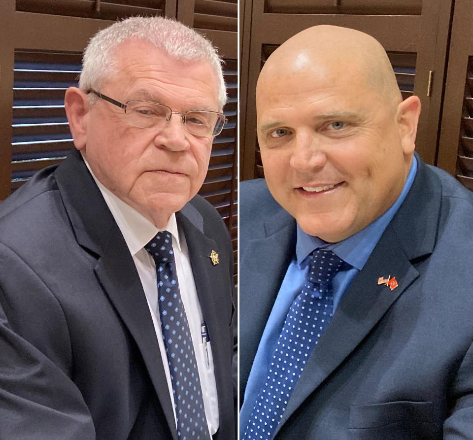 Rutherford County Sheriff Mike Fitzhugh (left) and independent candidate Pat Garrett