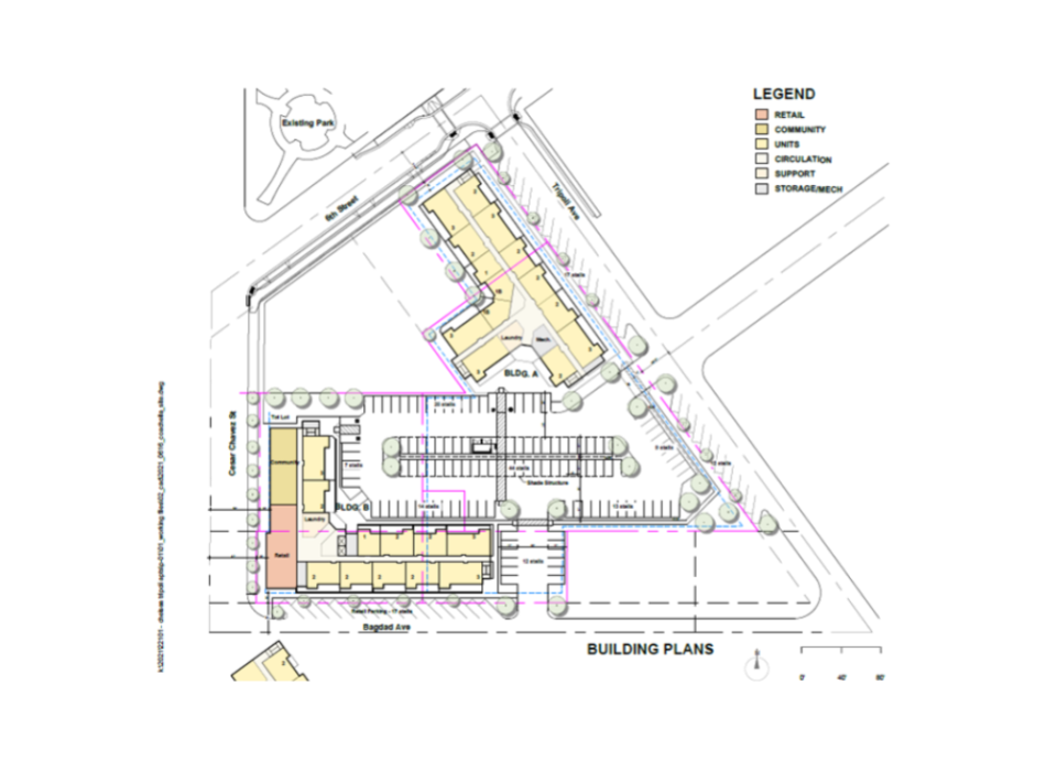 A site map of the Tripoli Apartments affordable housing project in Coachella.