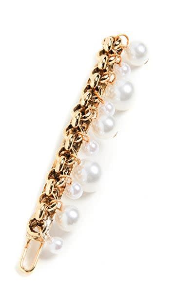 19) Chain & Pearl Drop Barrette