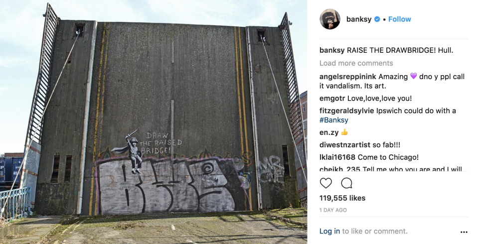 <em>Latest work – Banksy appeared to confirm the graffiti in Hull was his after sharing it on Instagram (Picture: Instagram/Banksy)</em>