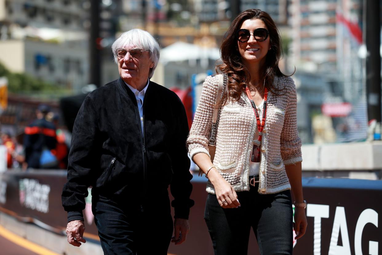 Bernie Ecclestone and his wife Fabiana Flosi at the Circuit de Monaco, Monaco.