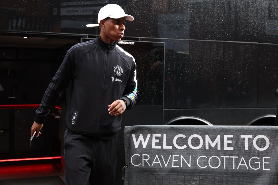 Marcus Rashford arrived at Craven Cottage but was absent from Manchester United’s matchday squad (PA Wire)