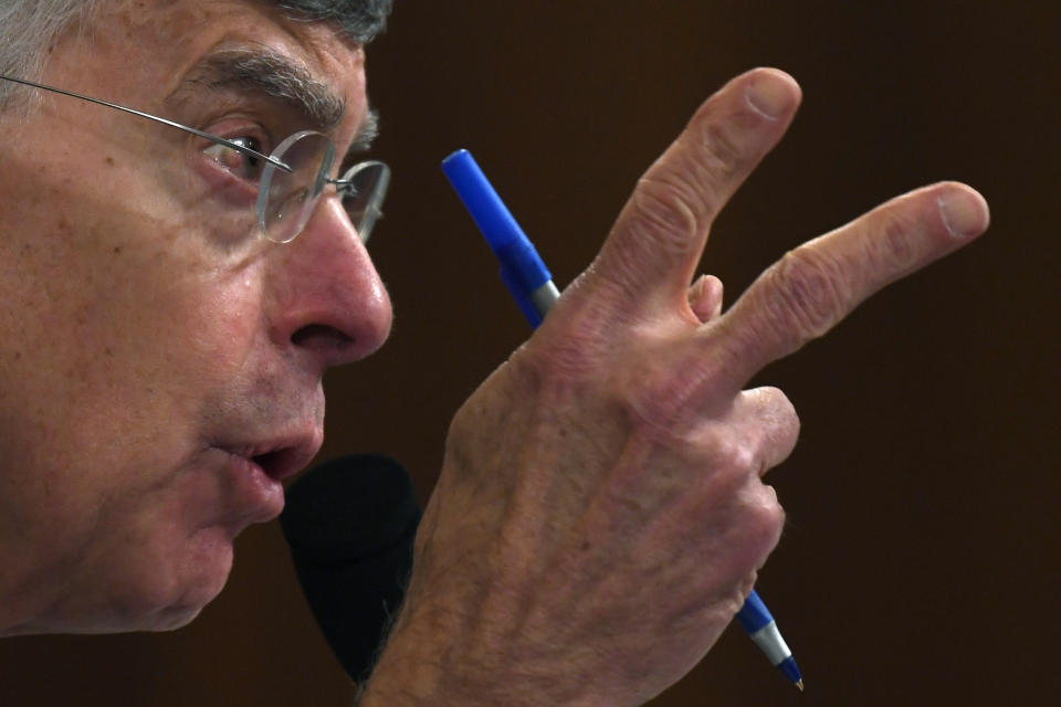 Top U.S. diplomat in Ukraine William Taylor testifies before the House Intelligence Committee on Capitol Hill in Washington, Wednesday, Nov. 13, 2019, during the first public impeachment hearing of President Donald Trump's efforts to tie U.S. aid for Ukraine to investigations of his political opponents. (AP Photo/Susan Walsh)