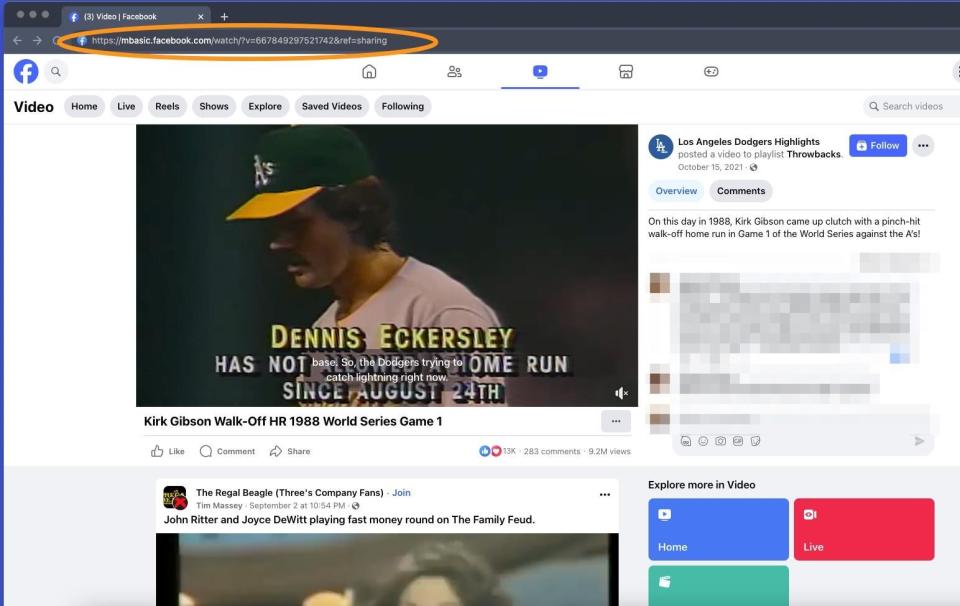 A browser window open to Facebook, showing where you can paste a Facebook link to save a video from Facebook.