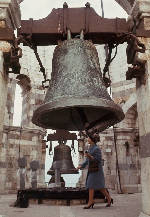 Seen here is a close-up of the bells in the Leaning Tower of Pisa in Pisa, Italy, February 5, 1966. (AP Photo)