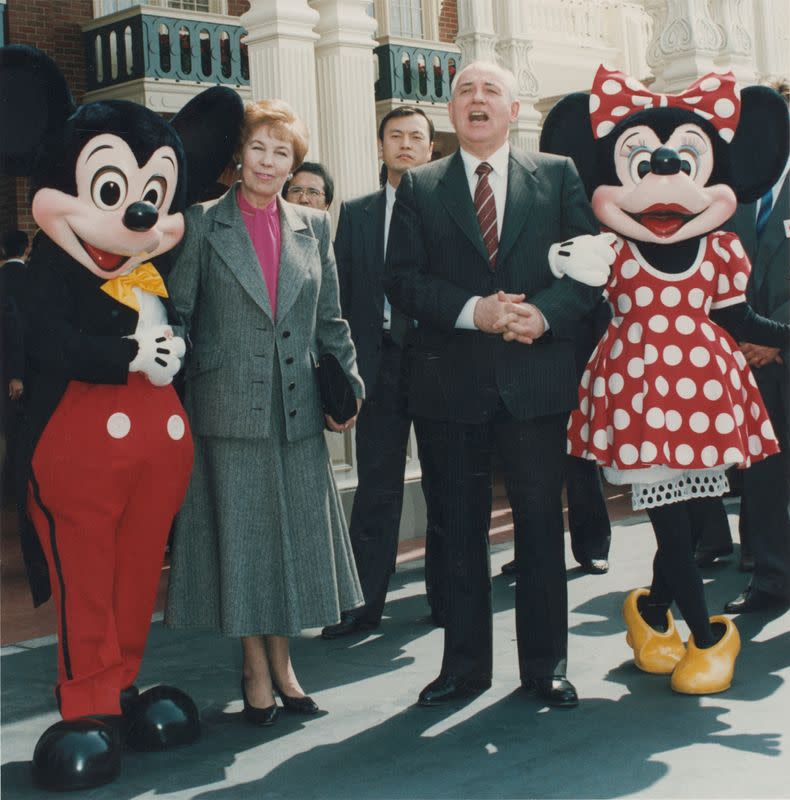 FILE PHOTO: Mikhail Gorbachev visits Disneyland in Japan