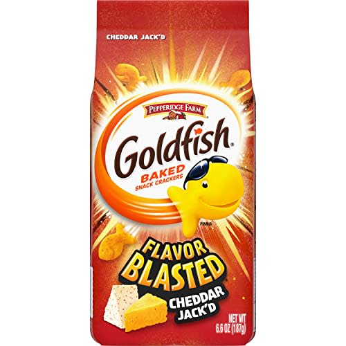 Goldfish Flavor Blasted Cheddar Jack'd Crackers, Snack Crackers, 6.6 oz bag (Pack of 24)