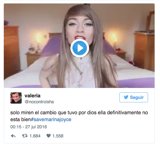 La grabación reforzó los rumores que ya circulaban en torno a si Marina Joyce podría estar siendo víctima de algún tipo de abuso. Anteriormente, ya se le había visto con moretones en los brazos y con un semblante muy desmejorado. Foto: Twitter.com/nocontrolxhs