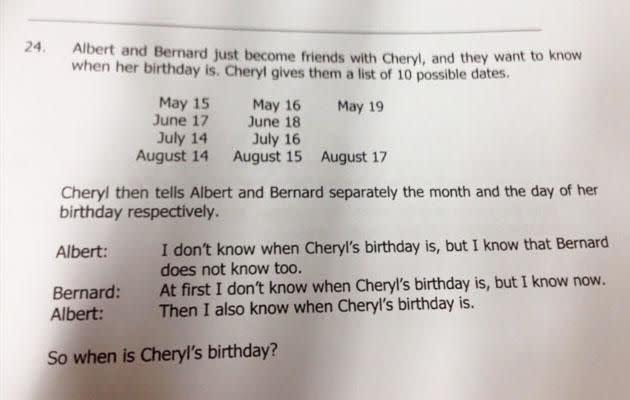 This maths question was posted online and sent the Internet into a meltdown. Source: Facebook