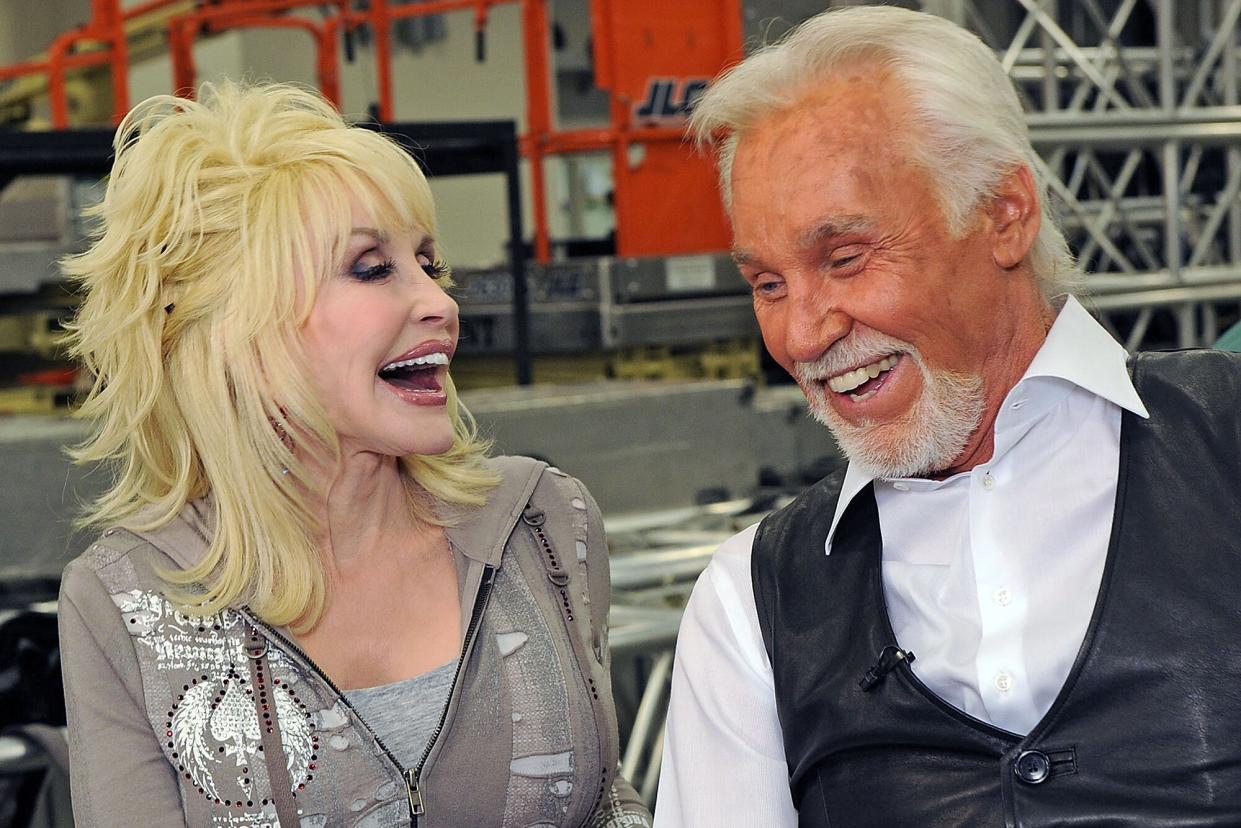 Dolly Parton and Honoree Kenny Rogers Backstage at the Kenny Rogers: The First 50 Years show at the MGM Grand at Foxwoods on April 10, 2010 in Ledyard Center, Connecticut.