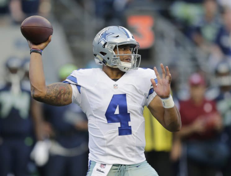 Dak Prescott will start against the New York Giants on Sept. 11. (AP)