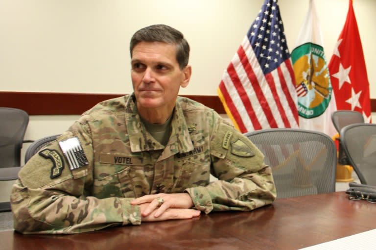 US Army General Joseph Votel, head of the US military's Central Command, speaks to AFP at an undisclosed military base on October 27, 2016