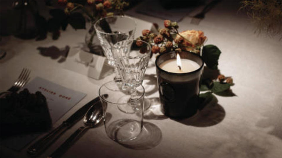 Candlelit table spread