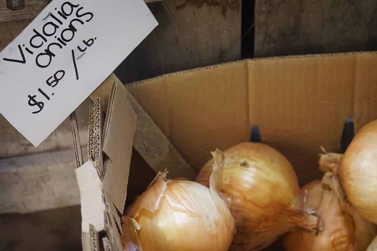 Vidalia Onions in box at market