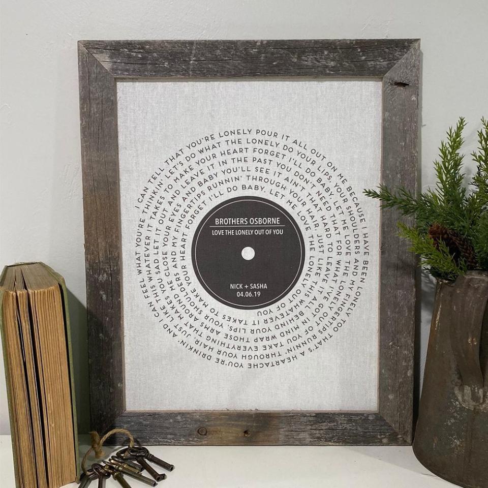 18) Vinyl Record Song Lyrics Print
