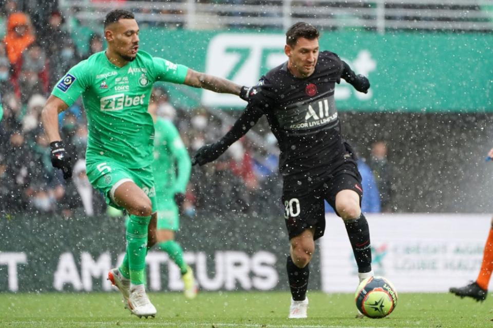 Lionel Messi (right) helped Paris St Germain come from behind to win at Saint-Etienne (Laurent Cipriani/AP) (AP)