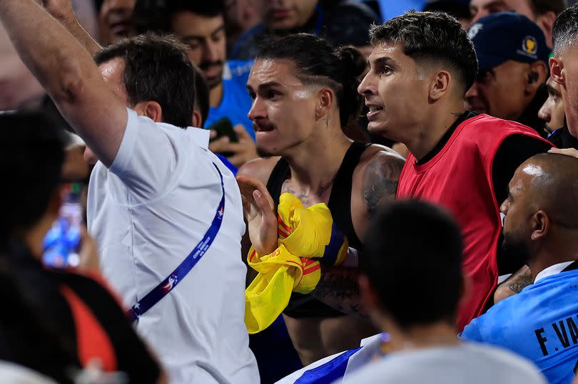 Darwin Nunez was spotted in the crowd after Uruguay's defeat to Colombia at the Copa America