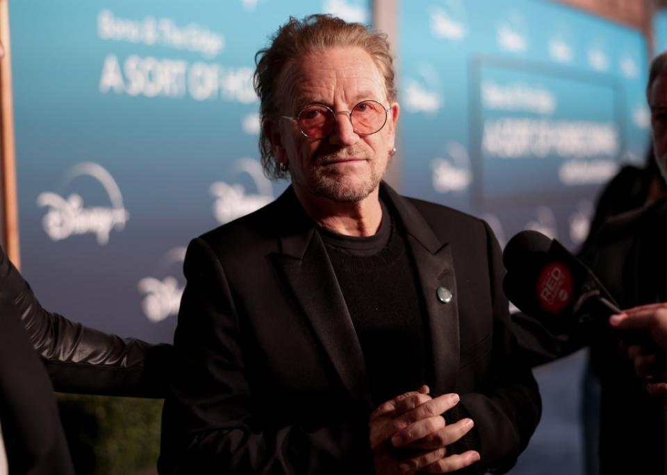 Bono at "Bono & The Edge: A Sort of Homecoming, with Dave Letterman" at The Orpheum Theatre on March 8, 2023 in Los Angeles, California