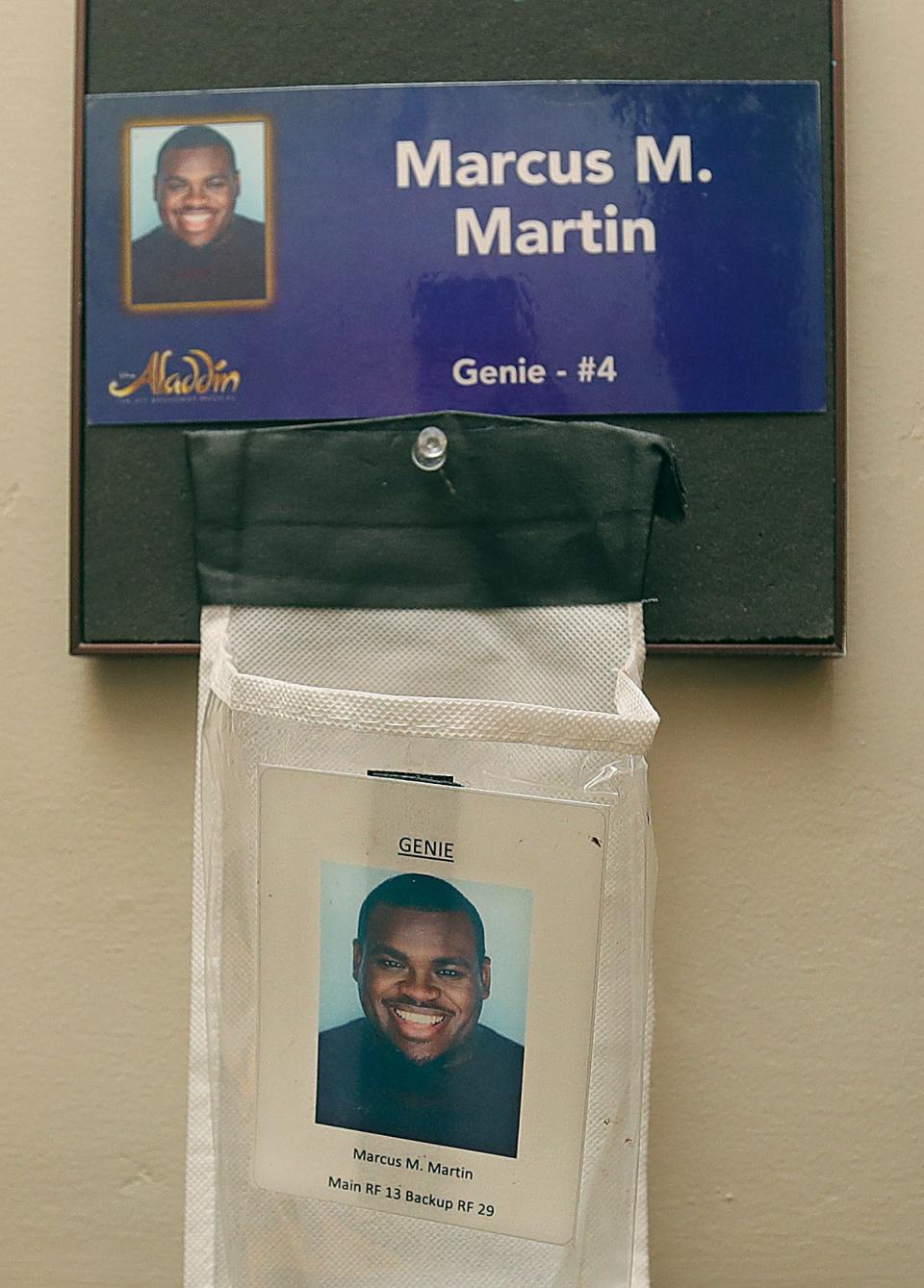 Akron native Marcus Martin has his photo on the wall outside his Connor Palace dressing room at Playhouse Square  in Cleveland.