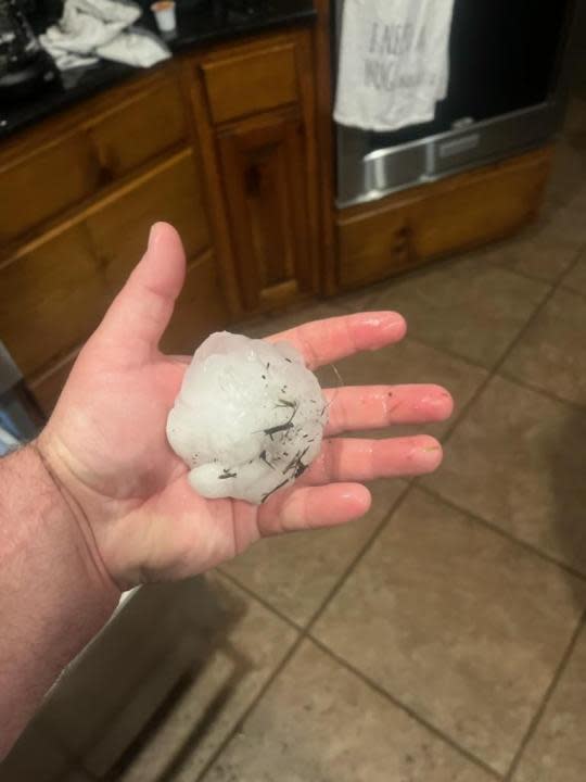 Hail that fell in Marble Falls, Texas, on April 9, 2024. (Courtesy: Justis Ribera)